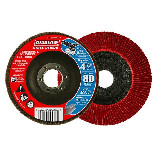 DIABLO 4-1/2 in. 80-Grit Steel Demon Grinding and Polishing Flap Disc with Type 29 Conical Design