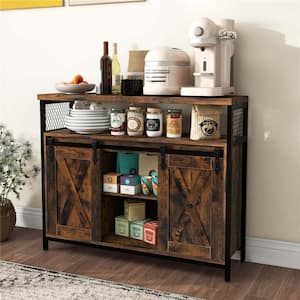 Brown Wood 39.5 in. Sideboard Cabinet with Spacious Table Top Adjustable Shelves