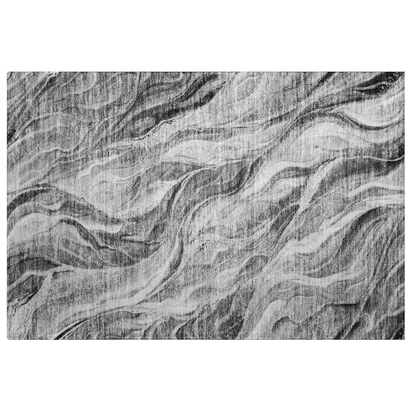 Dream Shag Premium Machine Washable Abstract ADS720 Gray 2 ft. x 3 ft. Accent Rug