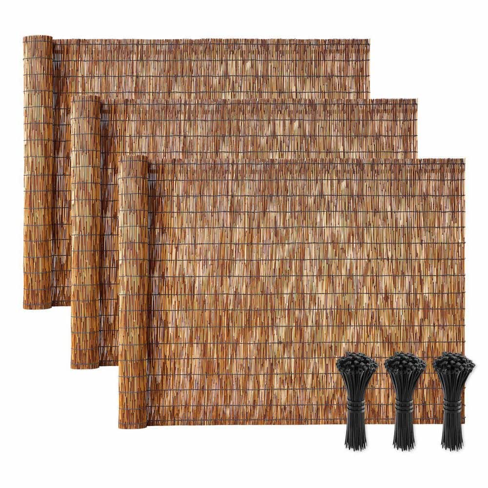 Natural Reed Fencing, 157.48 in. W x 47.24 in. H Brown Peeled Reed No Dig 3-Pack, Decorative Fence for Backyard Divider price history on PriceWatchPro