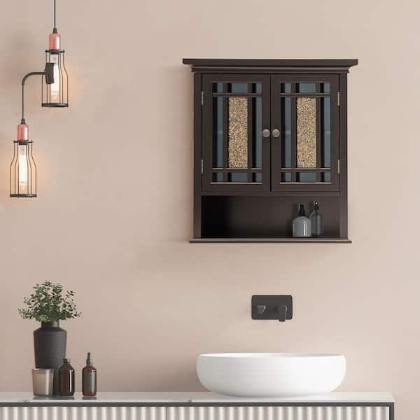 Teamson Home Windsor 22-in x 24-in x 7-in Dark Espresso Bathroom Wall Cabinet