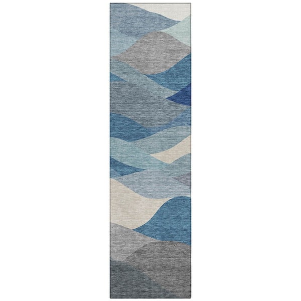 Chantille Machine Washable Indoor/Outdoor Abstract ACN2378 Blue 2 ft. x 7 ft. Runner Rug