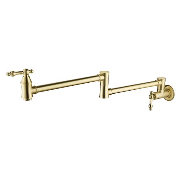 Zalerock Traditional Wall Mounted Pot Filler in Brushed Gold