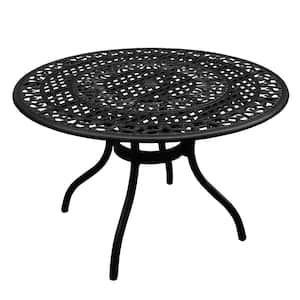Black Round Aluminum Dining Height Outdoor Dining Table
