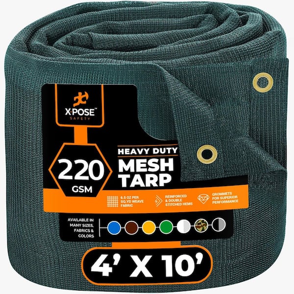 XPOSE SAFETY 4 ft. x 10 ft. Heavy Duty Mesh Tarp - Green