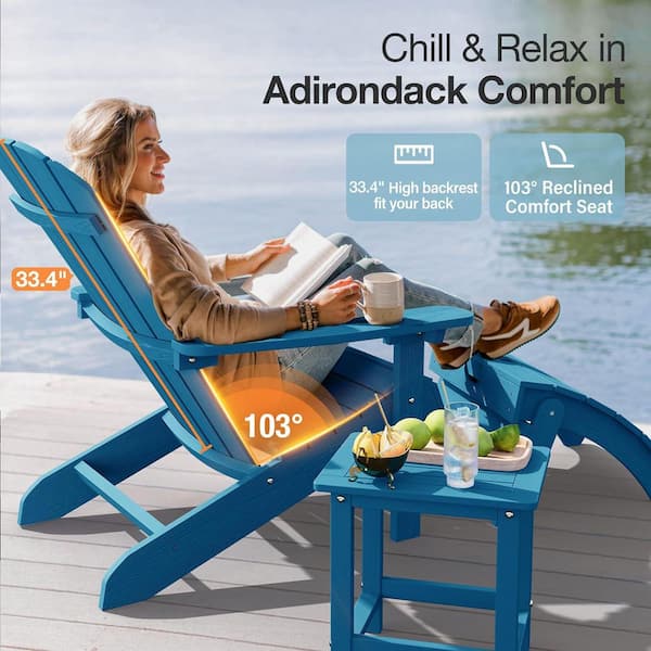 Mximu Classic Blue HIPS Plastic Outdoor Patio Adirondack Chair