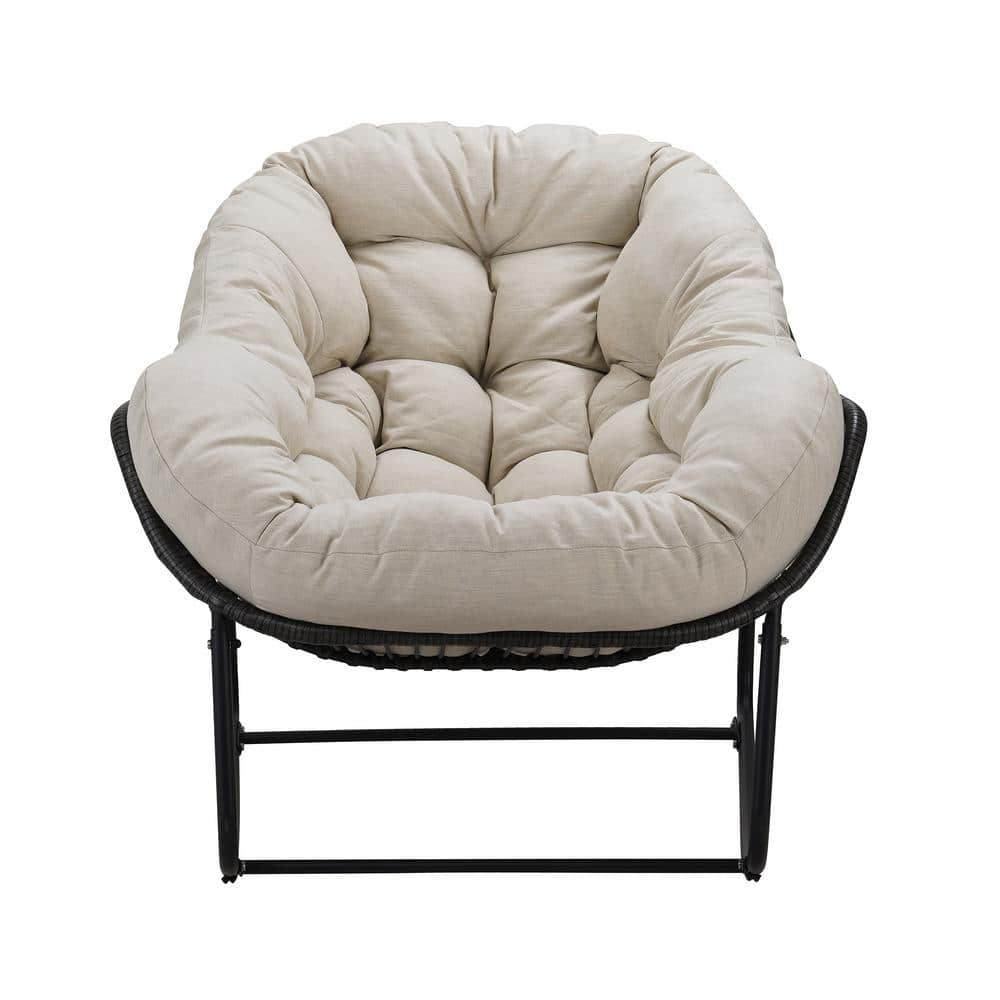 Cesicia Grey Metal Outdoor Rocking Chair With Beige Cushions 24pt011901 ...