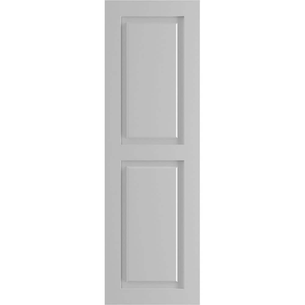 Ekena Millwork 12" x 69" True Fit PVC Two Equal Raised Panel Shutters, Primed (Per Pair) 1566787