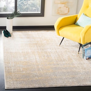 Adirondack Cream/Gold 4 ft. x 4 ft. Square Abstract Area Rug