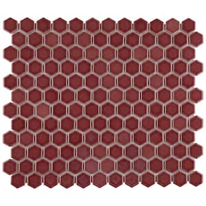 Tribeca 1 in. Hex Glossy Rusty Red 10-1/4 in. x 11-7/8 in. Porcelain Mosaic Tile (8.6 sq. ft./Case)