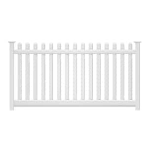 4 ft. H x 212 ft. L Picket Dog Ear Flat Plymouth White Vinyl Complete Fence Project Pack