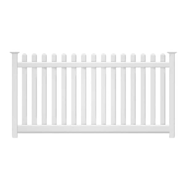 4 ft. H x 212 ft. L Picket Dog Ear Flat Plymouth White Vinyl Complete Fence Project Pack