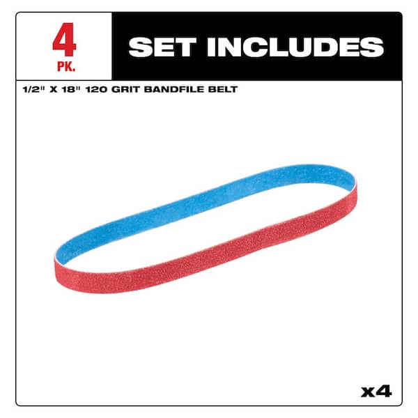 1/2 in. x 18 in. 120 Grit Bandfile Belts (4 Pack)