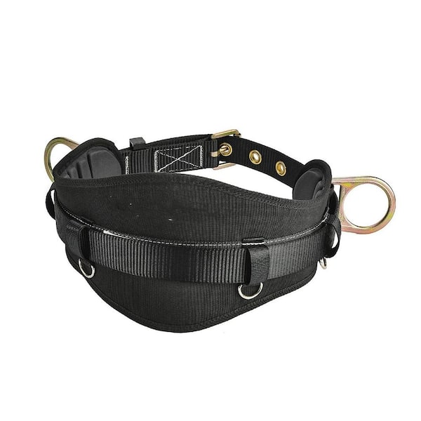100% Polyester Tongue Buckle Body Belt with Hot-Pressing Waist Pad and 2 Side D-Rings for Work Positioning Restraint