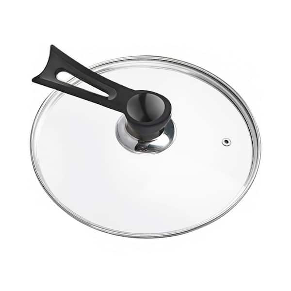 Tempered Glass Lid Set Clear Finish Stainless Steel Steam Vent Self-Standing Versatile Kitchen Cover