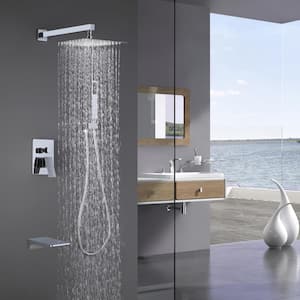 Single-Handle 1-Spray Tub and Shower Faucet with 2 GPM 10 in. 3 Functions Dual Shower Heads in Chrome