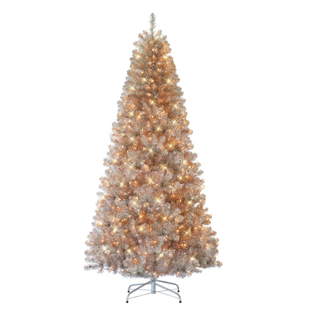 Puleo International 7.5 ft. Pre-Lit Rose Gold Artificial Christmas Tree, 1315 Tips, 500 UL Clear Incandescent Lights