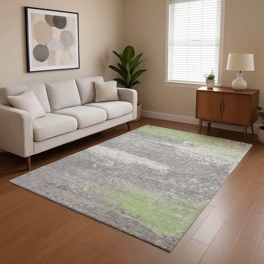 Mayfield Premium Machine Washable Abstract AMF1777 Aloe 3 ft. x 4 ft. Area Rug price history on PriceWatchPro