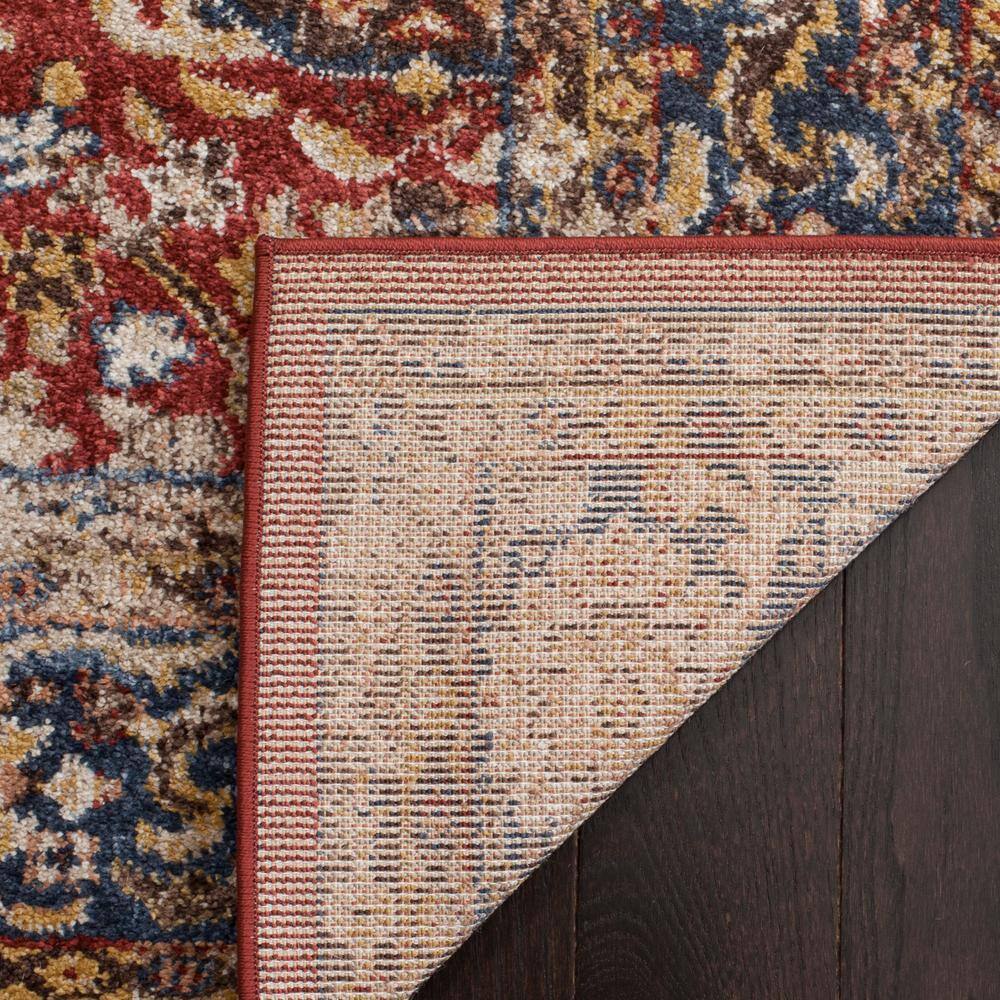 Bijar Red and Royal Floral Motif Synthetic Area Rug