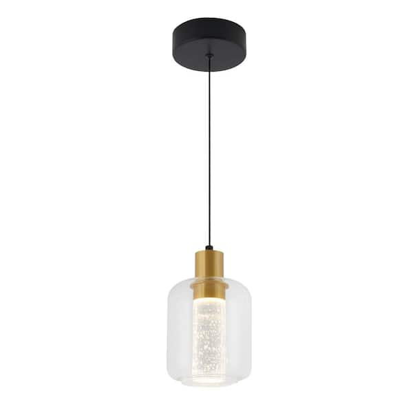 Essence Globe 6.5-Watt 1 Light Black and Gold Modern Integrated Mini Pendant Light Fixture for Kitchen Island