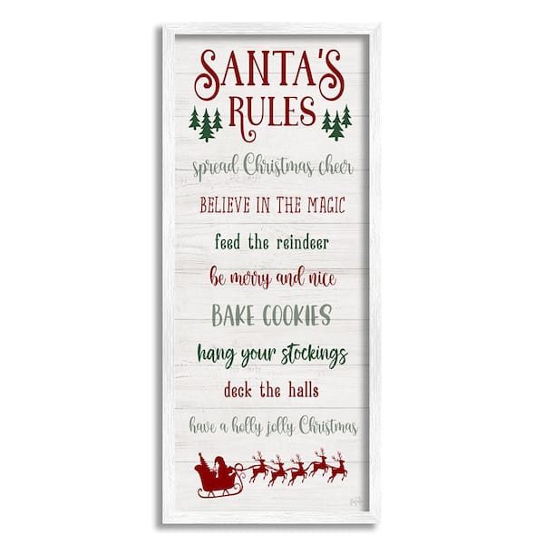 Stupell Industries Santa's Rules Holiday by Natalie Carpentieri 1 Piece Framed Graphic Print Typography Poster Art Print 24 in. x 10 in.