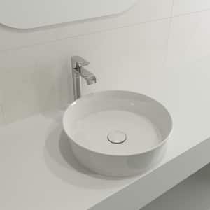 Sottile 15 in. White Fireclay Round Vessel Sink