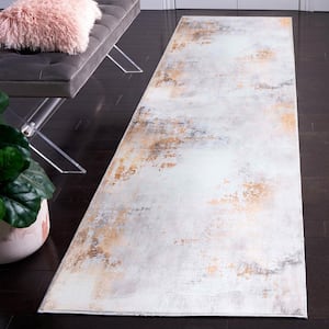 Tacoma Gray/Gold 3 ft. x 8 ft. Machine Washable Distressed Abstract Runner Rug