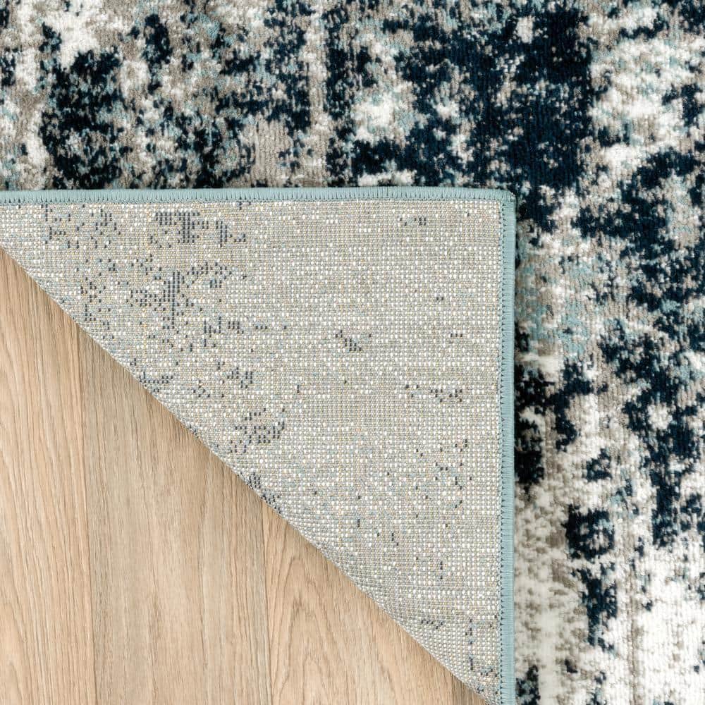 Abstract Bohemian Blue 5' x 7' Easy-Care Synthetic Area Rug