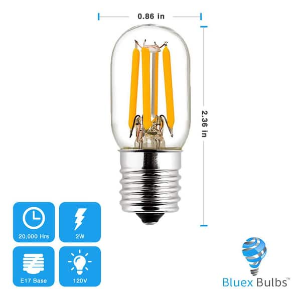 BLUEX BULBS 25-Watt Equivalent T7 Household Indoor LED Light Bulb in Warm  White (4-Pack) E17-2W-3K-SMALL - The Home Depot