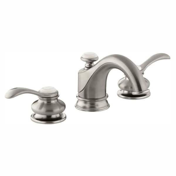 KOHLER Fairfax 8 in. Widespread 2-Handle Water-Saving Bathroom Faucet with Lever Handles in Vibrant Brushed Nickel
