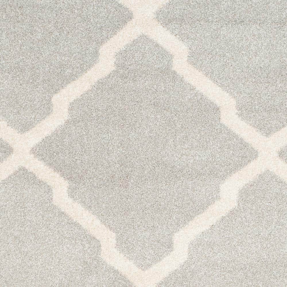 Gray and Beige Rectangular Hand-knotted Synthetic Area Rug 6' x 9'