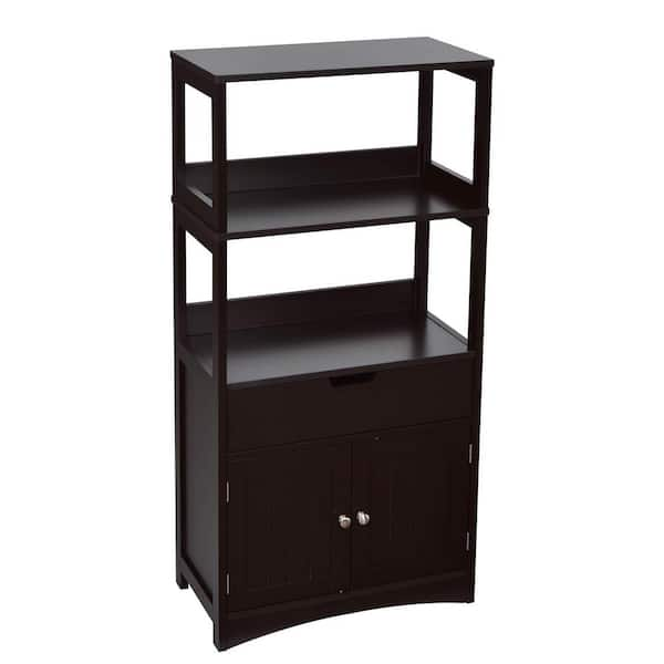 24 in. W x 13 in. D x 48 in. H Black Bathroom Storage Cabinet with Drawer  Shelf with Cupboard and Floor Cabinet