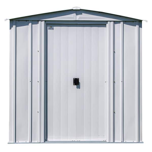 Arrow 6 ft. x 7 ft. Light Grey Metal Storage Shed With Gable Style Roof 39 Sq. Ft.