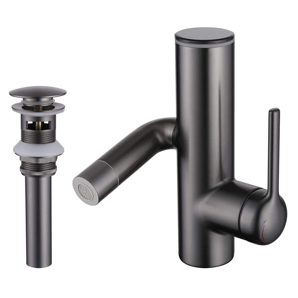 Single Handle Single Hole Bathroom Faucet with Temperature Display, Adjustable Spout and Pop-Up Drain in Gray price history on PriceWatchPro