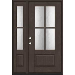 Regency 51 in. x 80 in. 3/4 Lite 4SDL Oasis Deco Glass RHIS Prefinish Hickory Fiberglass Prehung Front Door 112 in. SL