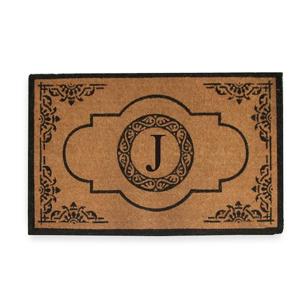 A1 Home Collections A1HC First Impression Hand Crafted X-Large Abrilina 36 in. x 72 in. Entry Coir Monogrammed Double Doormat