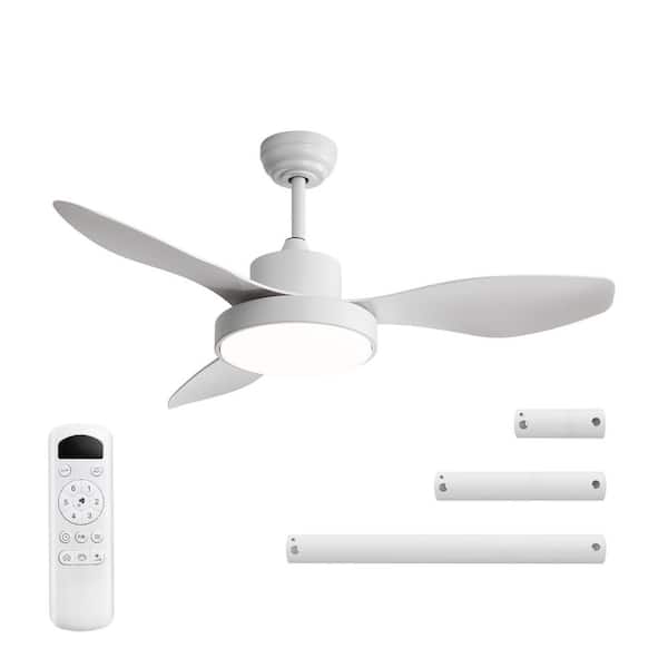 47 in. Ceiling Fan with 22W LED Light and Remote Control 6 Speeds Reversible DC Motor White for Living Room Bedroom