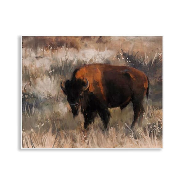 Stupell Industries Bison on the Range by Nina Blue Unframed Animal Graphic Art Print 11 in. x 14 in.