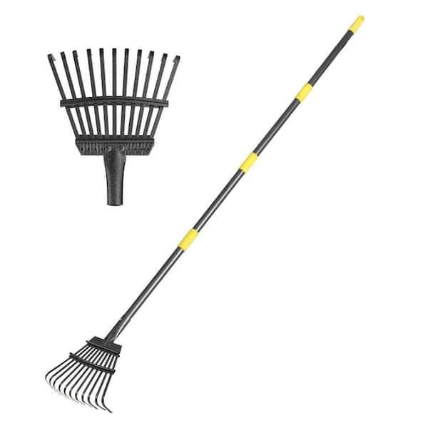 Misopily 70 in. Metal Handle Steel Rake for Leaves Gardening Yard