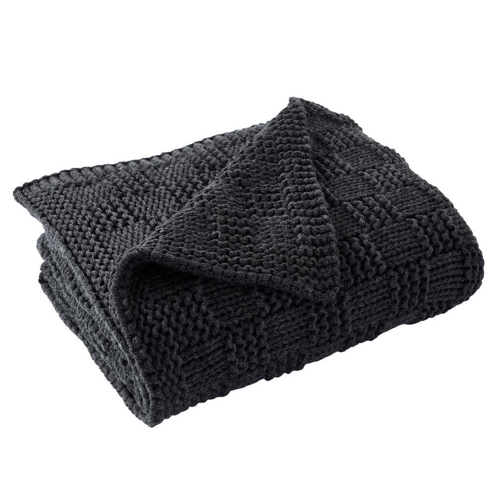 MODERN THREADS Phelon Knit Charcoal Throw 5ARYPHLE-CHR-ST - The Home Depot
