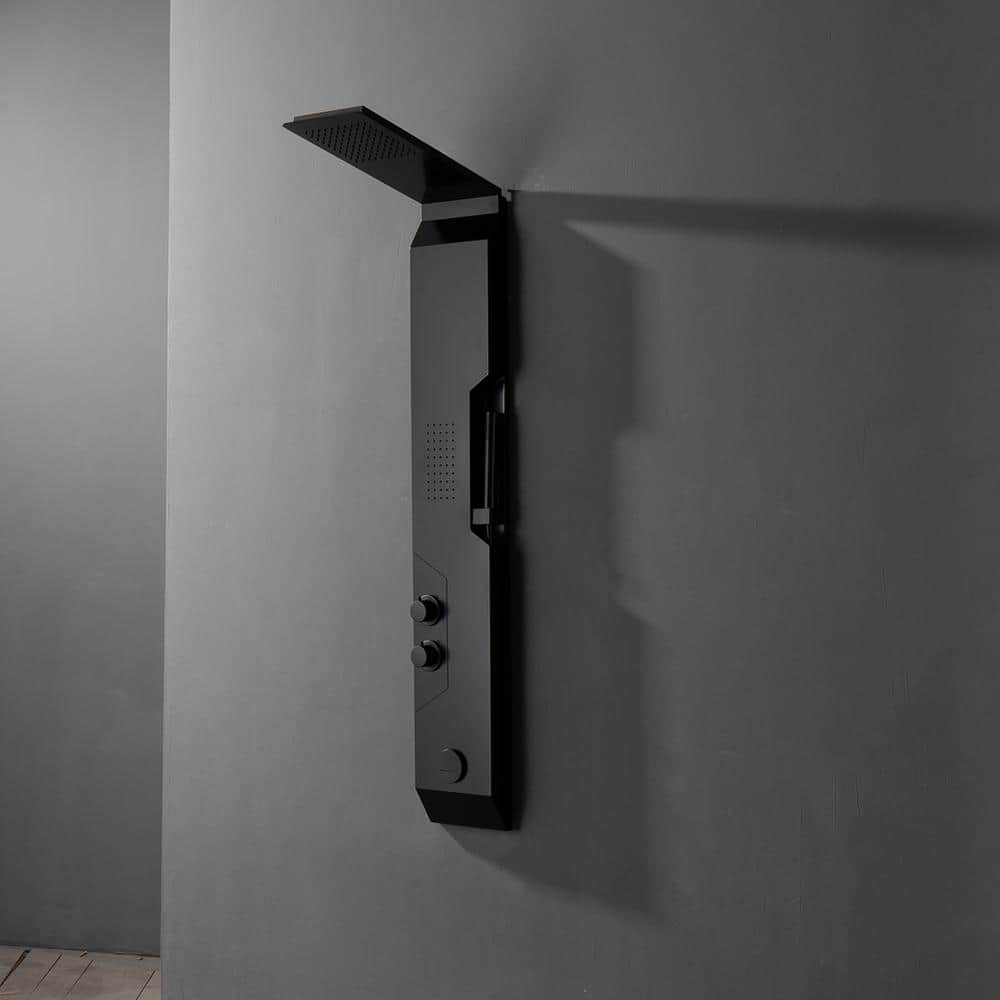 Black Solid Brass Multi-Function Shower Panel System