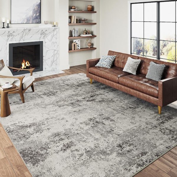 Morning Gray 8 ft. x 10 ft. Modern Abstract Area Rug