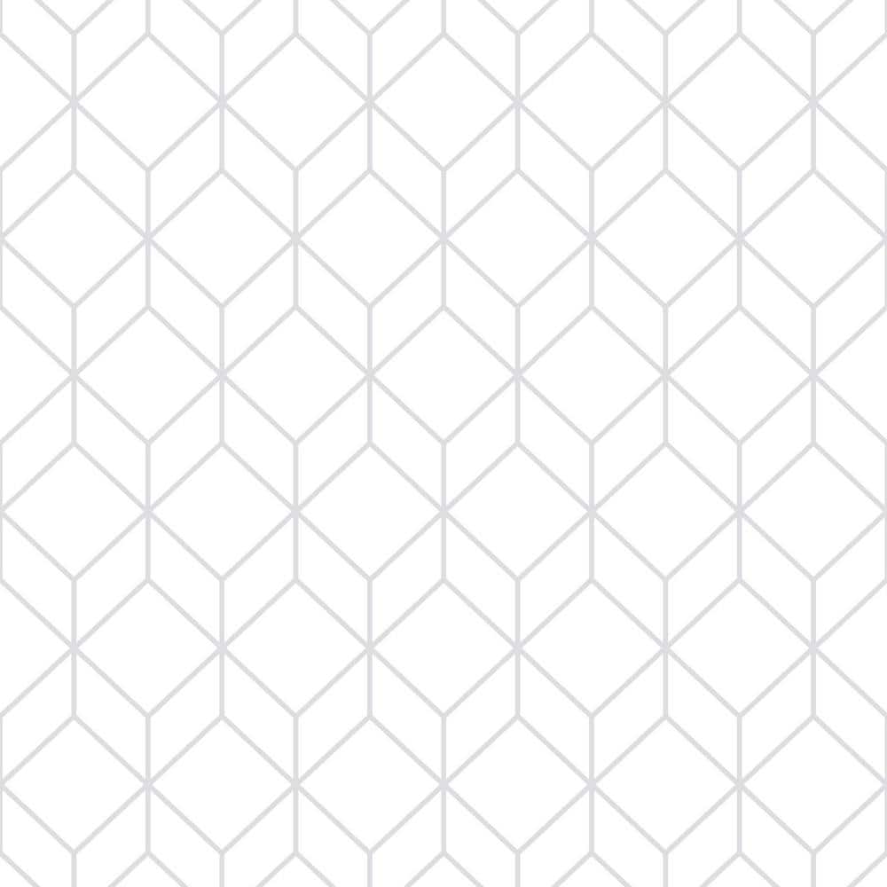 White and Silver Geometric Vinyl Wallpaper Roll