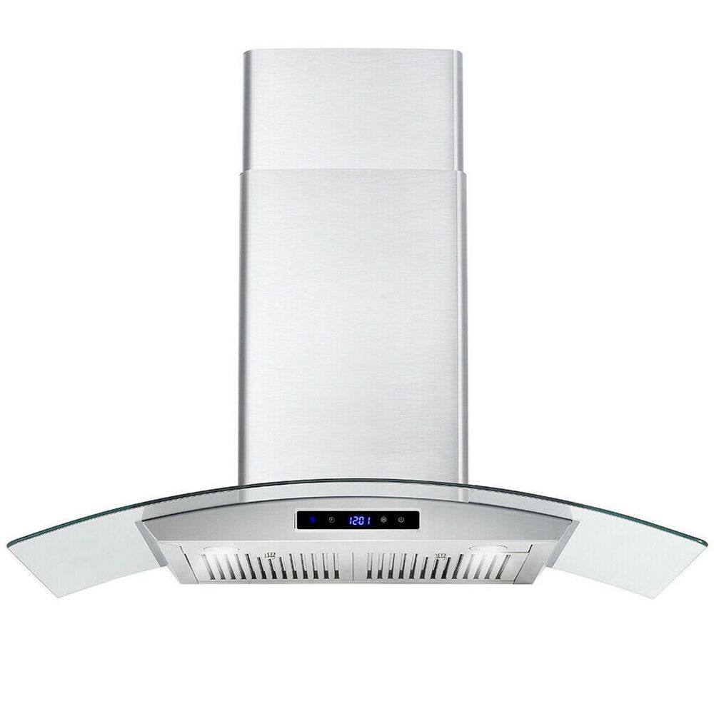 30 In. Ducted 700 Cfm Wall Mounted Range Hood Tempered Glass Touch 