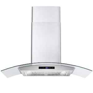 30 in. Ducted 700 CFM Wall Mounted Range Hood Tempered Glass Touch Panel Control Vented LEDs in Sliver