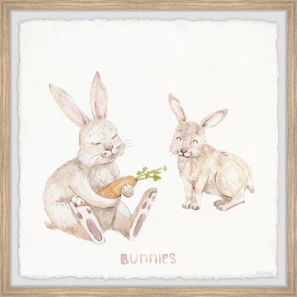 Unbranded "Rabbit Eating Carrots" by Marmont Hill Framed Animal Art Print 12 in. x 12 in.