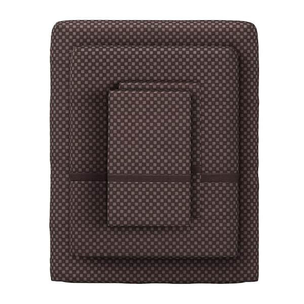Unbranded 4-Piece Brown 90 GSM 100% Polyester Queen Sheet Set