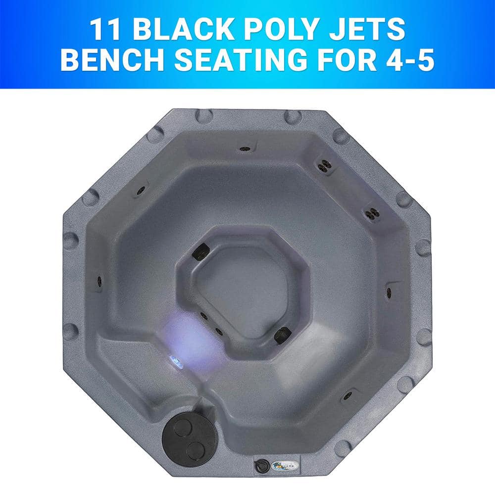 Gray Granite 5-Person Octagon Hot Tub with 11 Jets