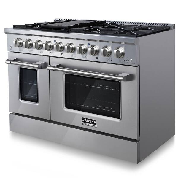 JANSKA Professional 48 in. 6.7 cu. ft. 8-Burners Double Oven