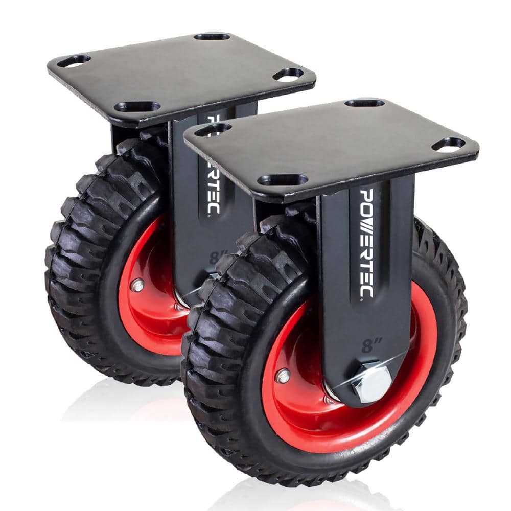 8 in. Fixed Plate Caster Wheels, Heavy-Duty Industrial Plate Casters with Rubber Knobby Tread (2-Pack) price history on PriceWatchPro